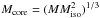 Mathematical equation: \hbox{$\mcore=(M \miso^{2})^{1/3}$}
