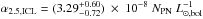 Mathematical equation: \hbox{$ \alpha_{2.5,\mathrm{ICL}}=(3.29^{+0.60}_{-0.72})~\times~10^{-8}~N_{\mathrm{PN}}~L^{-1}_{\odot,\mathrm{bol}}$}