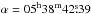 Mathematical equation: \hbox{$\alpha=05^{\rm h}38^{\rm m} 42\fs39$}