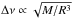 Mathematical equation: \hbox{$\Delta\nu \propto \sqrt{M/R^3}$}