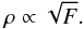 Mathematical equation: \begin{equation} \label{eq:th_prop_sqrt_f} \rho \propto \sqrt{F}. \end{equation}