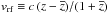 Mathematical equation: \hbox{$\vrf \equiv c \, (z-\overline{z})/(1+\overline{z})$}