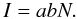 Mathematical equation: \begin{equation} I = abN. \label{eq:I_N_lin} \end{equation}