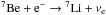 Mathematical equation: \hbox{${}^{7}\textrm{Be} + {\rm e}^{-} \rightarrow {}^{7}\textrm{Li}+\nu _{\rm e}$}