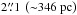 Mathematical equation: \hbox{$ 2\farcs1\ \left({\sim}346\ \mathrm{pc}\right)$}