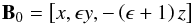 Mathematical equation: \begin{eqnarray} \vec{B}_{0}=\left[x,\epsilon y, -\left(\epsilon+1\right)z\right] \label{eqn:3D_null_point} \end{eqnarray}