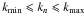 Mathematical equation: \hbox{$k_{\text{min}} \leqslant k_n \leqslant k_{\text{max}}$}