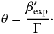 Mathematical equation: \appendix \setcounter{section}{1} \begin{eqnarray} \theta=\frac{\beta_{\rm exp}'}{\Gamma}\cdot \end{eqnarray}