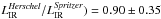 Mathematical equation: \hbox{$L^{\it Herschel}_{\rm IR}/L^{\it Spritzer}_{\rm IR}) = 0.90 \pm 0.35$}