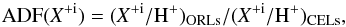 \begin{eqnarray*} \rm ADF({\it X}^{+i}) = ({\it X}^{+i}/H^+)_{\rm ORLs} / ({\it X}^{+i}/H^+)_{\rm CELs}, \end{eqnarray*}