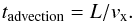 \begin{equation} t_{\rm advection}=L/v_{\rm x}. \end{equation}