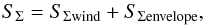 \begin{equation} \label{eq2} S_{\Sigma}=S_{\Sigma \rm wind}+S_{\Sigma \rm envelope}, \end{equation}