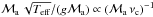 \hbox{$\Ma \, \sqrt{T_{\rm eff}} / (g \Ma) \propto (\Ma \, \nu_{\rm c})^{-1} $}
