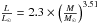 \hbox{$\frac{L}{L_\odot} = 2.3 \times \left(\frac{M}{M_\odot}\right)^{3.51}$}