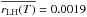 \hbox{$\overline{r_{\rm LH}(T)} = 0.0019$}