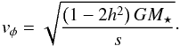 \begin{equation} \rho(r,\theta) = \rho_0 s^{-1.5} \exp\left(\frac{\sin{\theta} - 1}{h^2}\right), \end{equation}