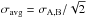 \hbox{$\sigma_{\rm avg}=\sigma_{\rm A,B}{/}\sqrt{2}$}