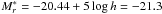 \hbox{$M^{*}_{r}= -20.44+5 \log h=-21.3$}
