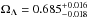 \hbox{$\Omega_{\Lambda} = 0.685^{+0.016}_{-0.018}$}