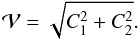 \begin{equation} \mathcal{V} = \sqrt{C_1^2 + C_2^2}. \end{equation}