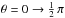 \hbox{$\theta = 0 \rightarrow \frac{1}{2} \,\pi$}