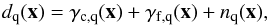 \begin{equation} \label{eq:signal} d_{\rm q}(\vec{x}) = \gamma_{\rm c,q}(\vec{x}) + \gamma_{\rm f,q}(\vec{x}) + n_{\rm q}(\vec{x}) , \end{equation}
