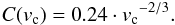 \begin{eqnarray} C(v_{\rm c}) = 0.24 \cdot {v_{\rm c}}^{-2/3}. \end{eqnarray}