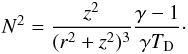 \begin{eqnarray} N^2={z^2\over (r^2+z^2)^{3}}{\gamma-1 \over \gamma T_{\rm D}}\cdot \label{N2-2} \end{eqnarray}