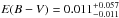 \hbox{$E(B-V) = 0.011_{-0.011}^{+0.057}$}