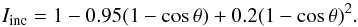 \begin{equation} I_{\rm{inc}} = 1 - 0.95 (1 - \cos{\theta}) + 0.2 (1-\cos{\theta})^2. \end{equation}