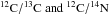 \hbox{$\mathrm{\mathrm{^{12}C/^{13}C}\mbox{ and }{}^{12}C/^{14}N}$}