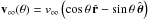\hbox{$\vec{v}_\infty(\theta) = v_\infty \left(\cos \theta\, \hat{\vec{r}} - \sin \theta\, \hat{\vec{\boldsymbol{\theta}}}\right)$}