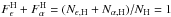\hbox{$F^{\rm H}_{\epsilon} + F^{\rm H}_{\alpha} = (N_{\rm \epsilon,H}+N_{\rm \alpha,H})/N_{\rm H} = 1$}