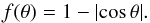 Mathematical equation: \begin{equation} f(\theta) = 1 - |{\cos \theta}|. \end{equation}