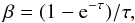 \appendix \setcounter{section}{1} \begin{equation} \beta = (1-{\rm e}^{-\tau})/\tau, \end{equation}