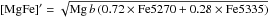 \hbox{$[{\rm MgFe}]^{\prime}=\sqrt{{\rm Mg}\,b\,(0.72\times {\rm Fe5270} + 0.28\times{\rm Fe5335})}$}