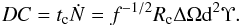 \begin{eqnarray} DC=t_{\rm c}\dot{N}=f^{-1/2}R_{\rm c} \Delta \Omega {\rm d}^2 \Upsilon. \end{eqnarray}