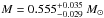 \hbox{$M = 0.555^{+0.035}_{-0.029}~M_\odot$}