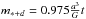 Mathematical equation: \hbox{$m_{*+d} = 0.975\frac{a^3}{G}t$}