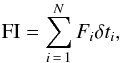 \begin{equation} {\rm FI} = \sum_{i\,=\,1}^{N}F_i\delta t_i, \label{eq:flare-en} \end{equation}