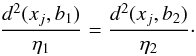 \appendix \setcounter{section}{1} \begin{equation} \frac{d^2(x_j,b_1)}{\eta_1} = \frac{d^2(x_j,b_2)}{\eta_2}\cdot \end{equation}