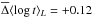 \hbox{$\overline{\Delta} \langle \log t \rangle_L = + 0.12$}