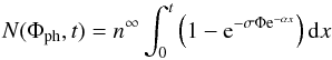 \appendix \setcounter{section}{1} \begin{equation} N(\Phi_{\rm ph}, t) = n^{\infty} \int_0^t \left(1-{\rm e}^{-\sigma \Phi {\rm e}^{-\alpha x}}\right){\rm d}x \label{eq2} \end{equation}