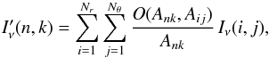 \appendix \setcounter{section}{2} \begin{eqnarray} \begin{array}{rp{1mm}lp{1mm}rp{1mm}l} x_l &=& \min\{x_1,x_2,x_3,x_4\} && y_l &=& \min\{y_1,y_2,y_3,y_4\} \\ x_r &=& \max\{x_1,x_2,x_3,x_4\} && y_r &=& \max\{y_1,y_2,y_3,y_4\} \\ x_1 &=& r_{i-1}\sin(\theta_{j-1}) && y_1 &=& r_{i-1}\cos(\theta_{j-1}) \\ x_2 &=& r_{i-1}\sin(\theta_j) && y_2 &=& r_{i-1}\cos(\theta_j) \\ x_3 &=& r_i\sin(\theta_{j-1}) && y_3 &=& r_i\cos(\theta_{j-1}) \\ x_4 &=& r_i\sin(\theta_j) && y_4 &=& r_i\cos(\theta_j). \end{array} \label{ConstructPixel} \end{eqnarray}