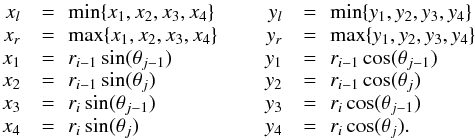 \appendix \setcounter{section}{2} \begin{eqnarray} A'_{ij} = (x_r-x_l)(y_r-y_l), \end{eqnarray}