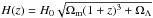 \hbox{$H(z)=H_0\sqrt{\Omega_{\rm m}(1+z)^3+\Omega_{\Lambda}}$}