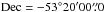 \hbox{$\mathrm{Dec=-53\degr20\arcmin00\farcs0}$}