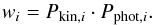 \begin{equation} w_i = P_{{\rm kin}, i} \cdot P_{{\rm phot}, i}. \end{equation}