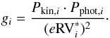 \begin{equation} g_i = \frac{P_{{\rm kin}, i} \cdot P_{{\rm phot}, i}}{({e{\rm RV}}^*_i)^2}\cdot \label{rv-weight} \end{equation}