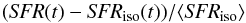 \begin{eqnarray*} ({\it SFR}(t)-{\it SFR}_{\mathrm{iso}}(t))/\langle {\it SFR}_{\mathrm{iso}}\rangle \end{eqnarray*}